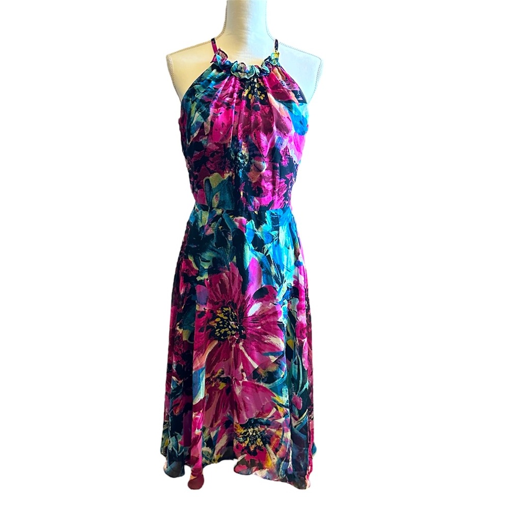 London Times Floral Midi Halter Neck Dress 6